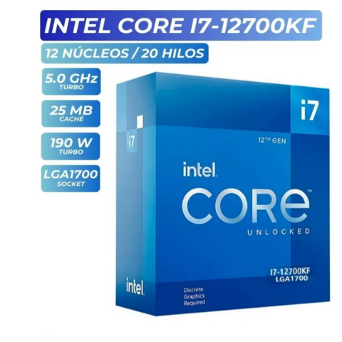 PROCESADOR CORE I7 12700KF 2.1 GHZ CACHE 25 MB LGA 1700