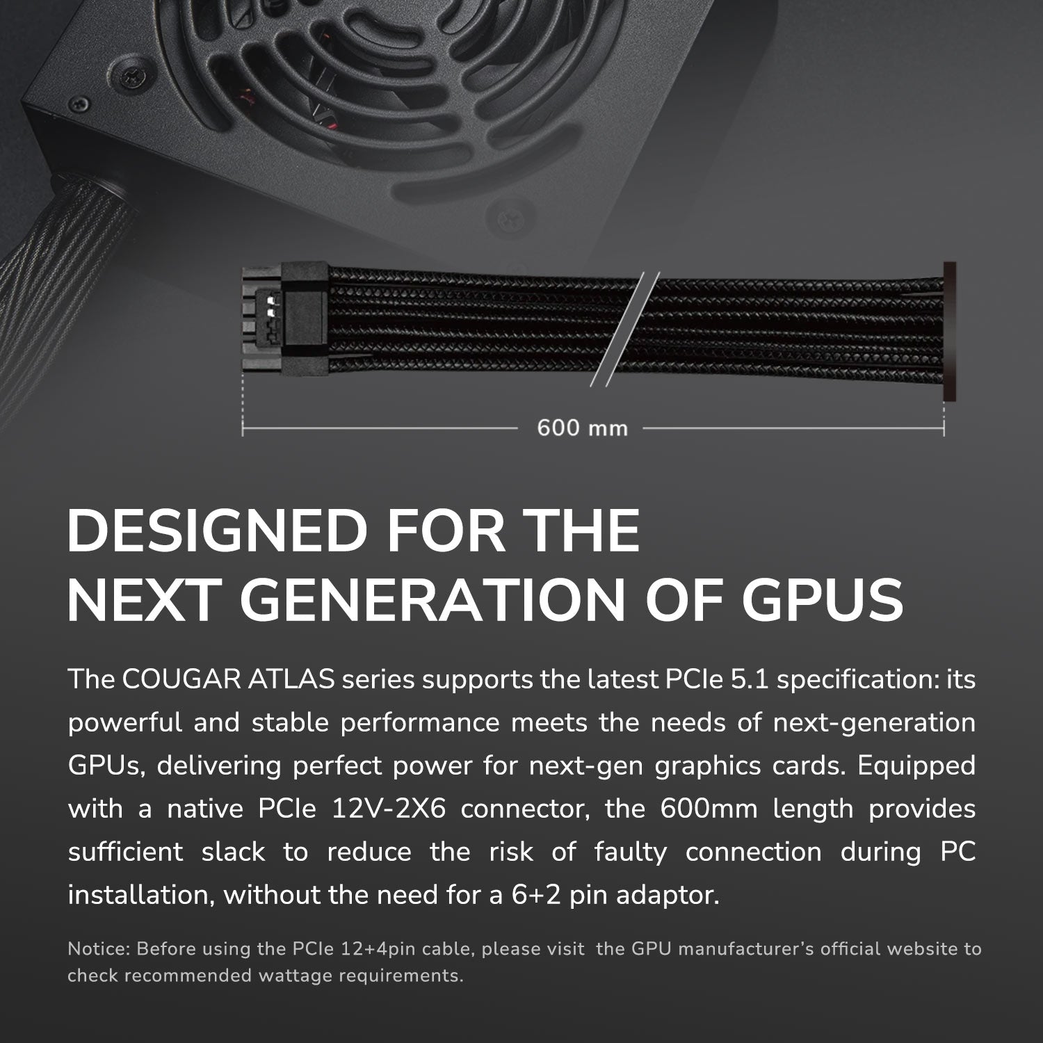 FUENTE PODER COUGAR 750W ATLAS ATX 3.1 PCIe 5.1 80+ BRONZE