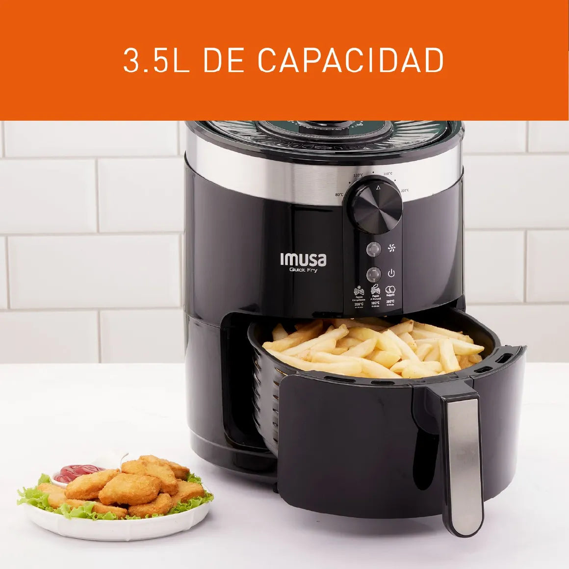 Freidora Quick Fry 3,5l Negra Imusa Color Negro 110v