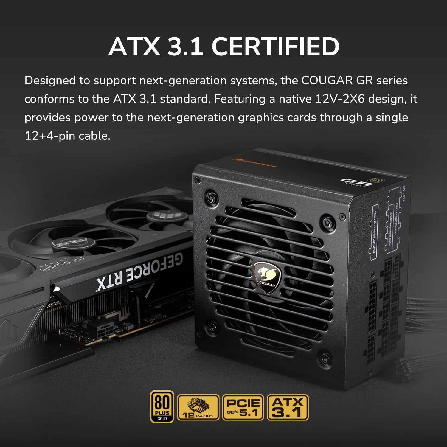 Fuente Poder Cougar Gr 850w 80+ Gold Full Modular Atx 3.1 Pci Exp 5.1