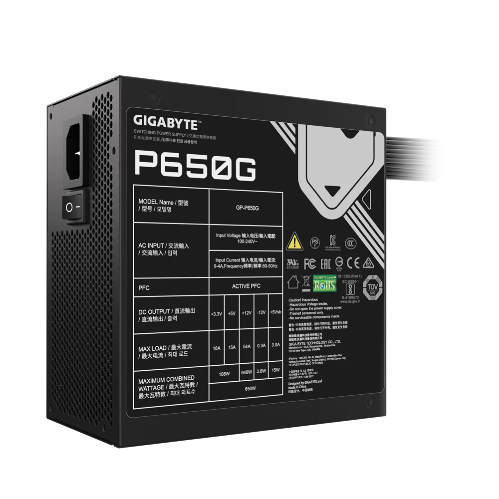 FUENTE GIGABYTE 650W CERTIFICADA 80+ GOLD