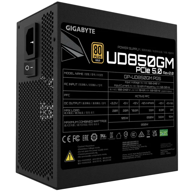 FUENTE GIGABYTE 850W  GEN 5.1 ATX 3.1 CERTIFICADA 80+ GOLD MODULAR