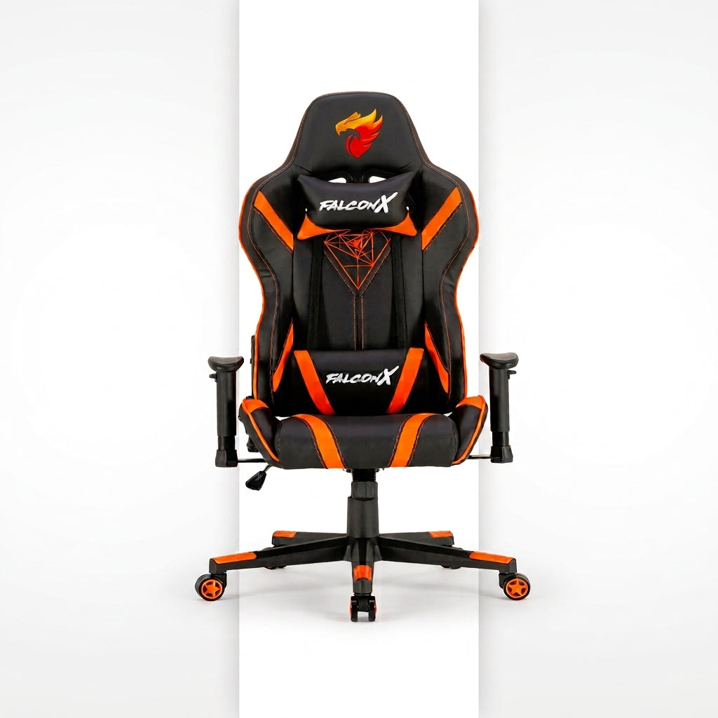 SILLA GAMER FALCON X REF SD-009 NARANJA-NEGRO CUERO SINTETICO
