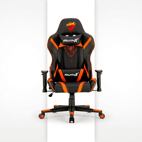 SILLA GAMER FALCON X REF SD-009 NARANJA-NEGRO CUERO SINTETICO