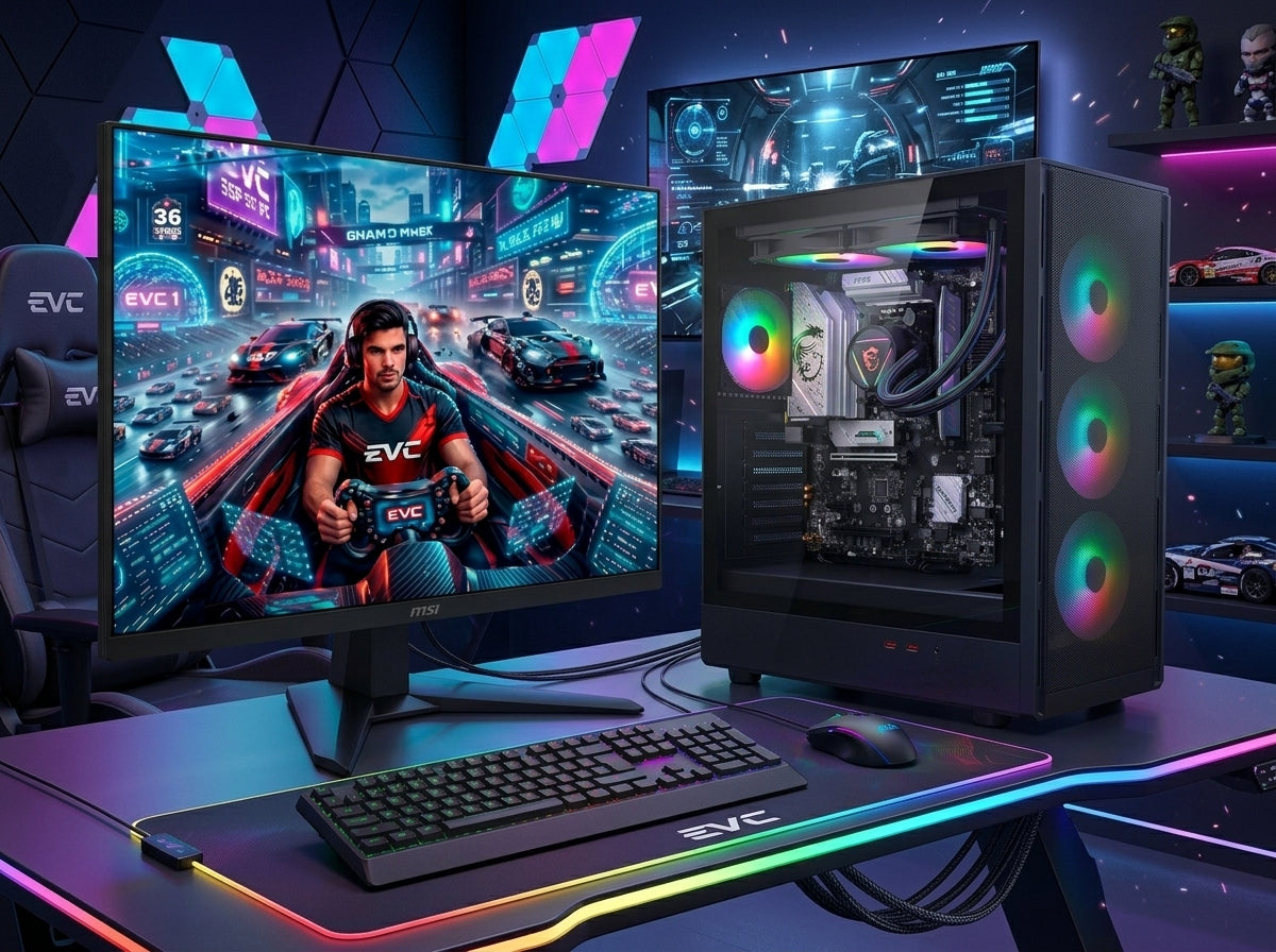 PC GAMER EVC INTEL CORE I7 14700 RAM 16GB DDR5 SSD 500GB + MONITOR MSI 24,5" 240HZ + TECLADO Y MOUSE