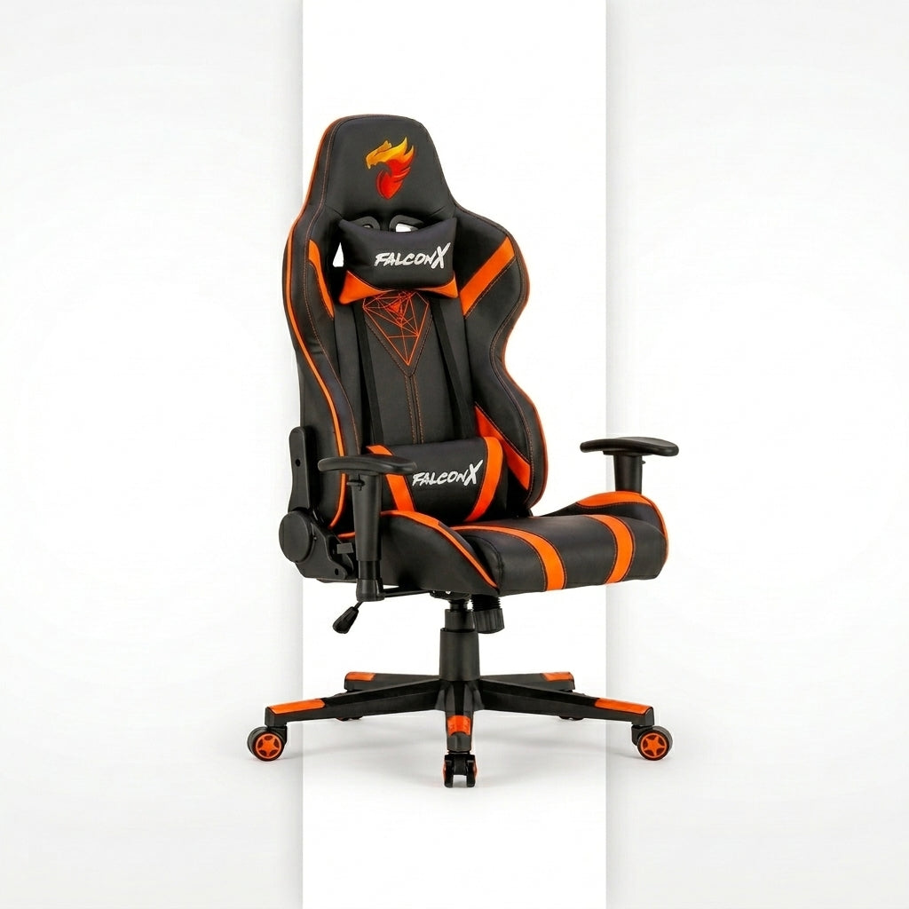SILLA GAMER FALCON X REF SD-009 NARANJA-NEGRO CUERO SINTETICO