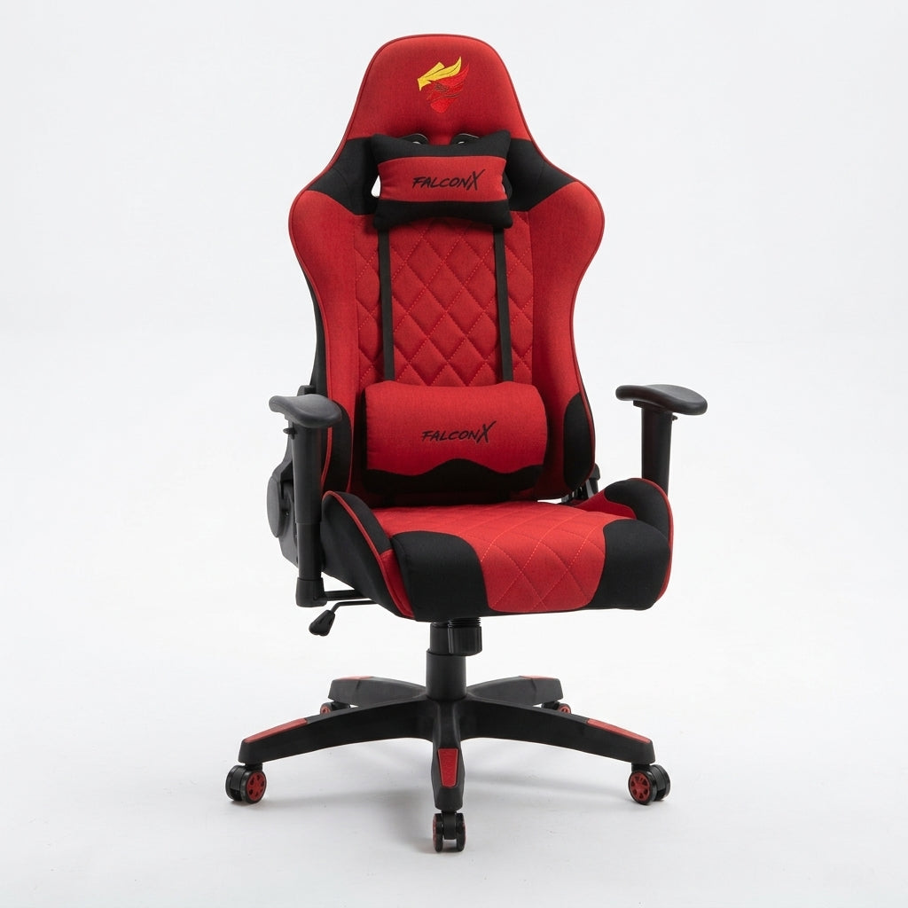 SILLA GAMER FALCON X REF SD-325 NEGRO/ROJA PAÑO/TELA/TRIANGULOS
