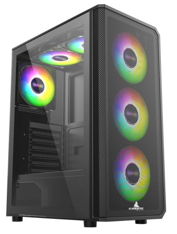 CHASIS GAMER ICEBERG FLOW E MESH NEGRO 4.FAN 120MM ARGB MID ATX