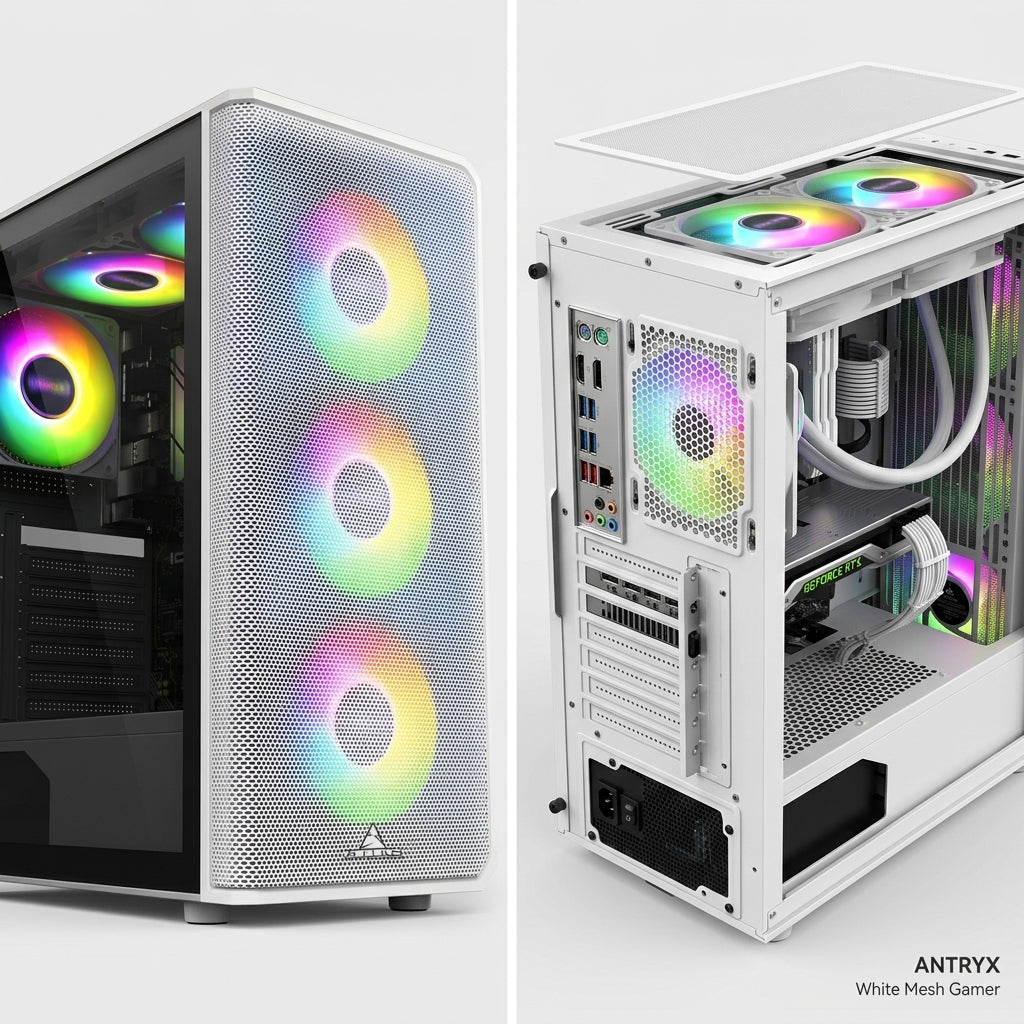 CHASIS GAMER ICEBERG FLOW E MESH BLANCO 4.FAN 120MM ARGB MID ATX