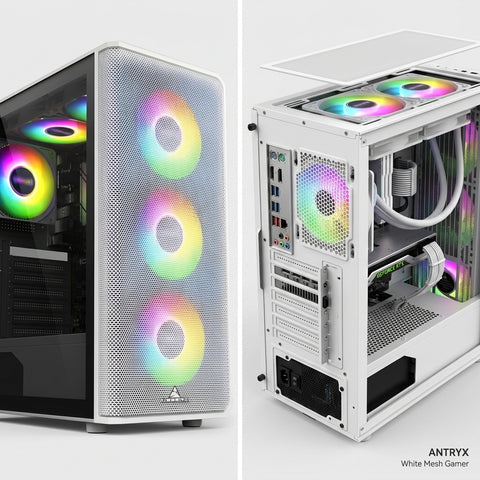 CHASIS GAMER ICEBERG FLOW E MESH BLANCO 4.FAN 120MM ARGB MID ATX