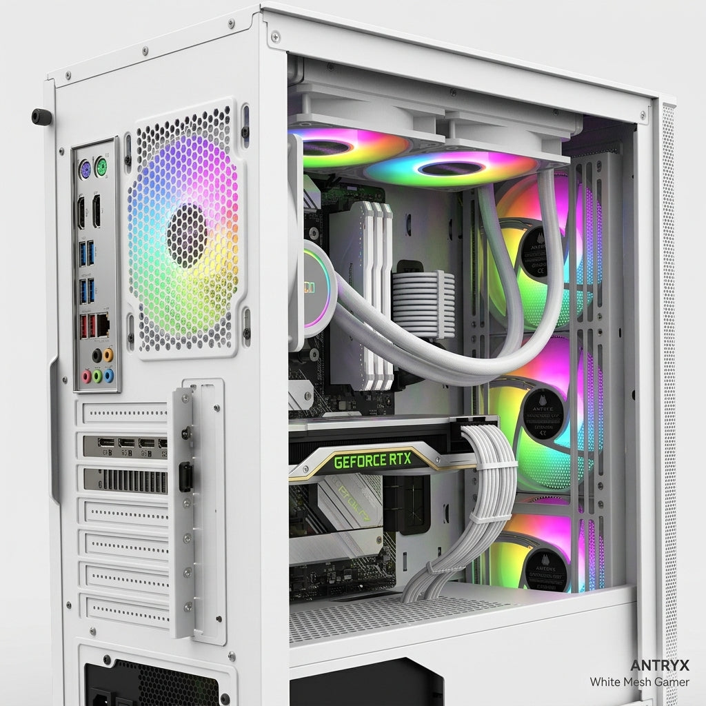 CHASIS GAMER ICEBERG FLOW E MESH BLANCO 4.FAN 120MM ARGB MID ATX