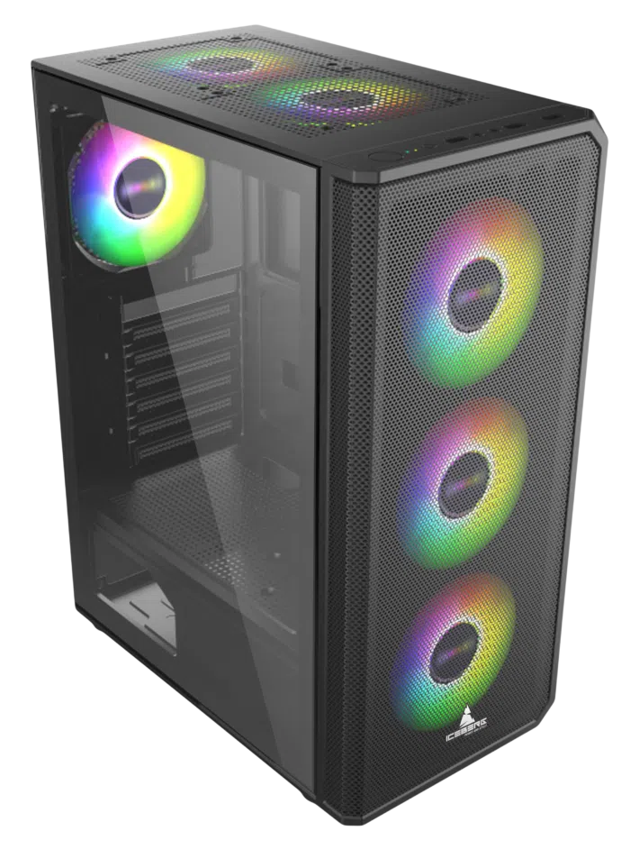 CHASIS GAMER ICEBERG FLOW E MESH NEGRO 4.FAN 120MM ARGB MID ATX