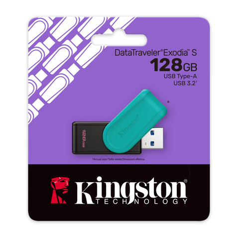 MEMORIA USB KINGSTON 128GB DATATRAVELER 3.2 EXODIA S  NEGRO/VERDE