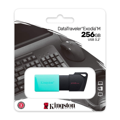 MEMORIA USB KINGSTON DATATRAVELER 3.2 DTX M 256GB NEGRA / AZUL TURQUESA