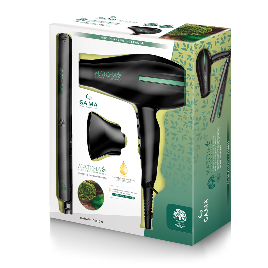 COMBO PLANCHA LED + SECADORA GA.MA ITALY MATCHA 1900W/127V