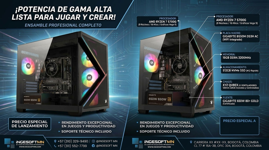 CPU AMD RYZEN 7 5700G GIGABYTE B550 WIFI RAM16GB