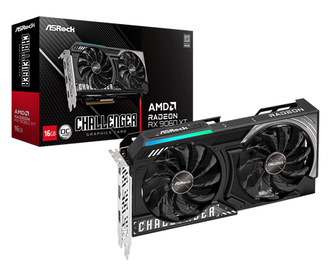TARJETA DE VIDEO ASROCK RX 9060 xt 16GB DDR6 2.FAN CHALLENGER POTENCIA 1440P