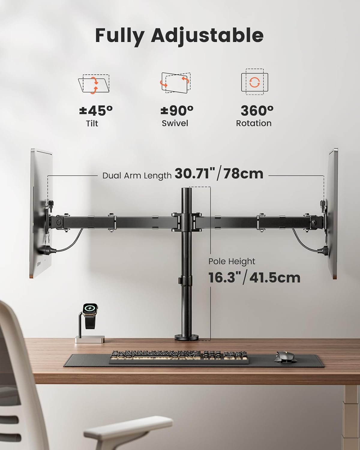Brazo soporte doble monitor 17-32" ErGear