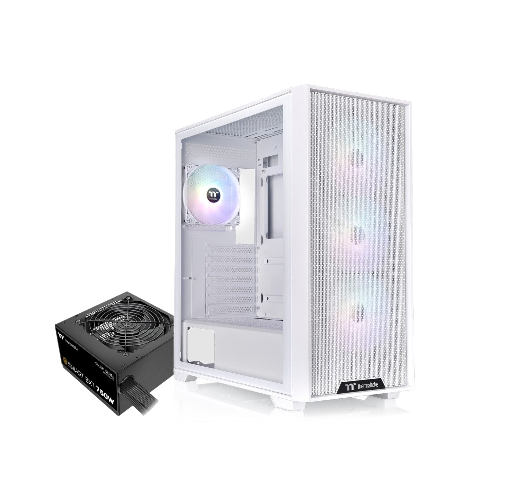 CHASIS THERMALTAKE H390 TG BLANCA 4.FAN ARGB FUENTE 750W 80+ BRONZE