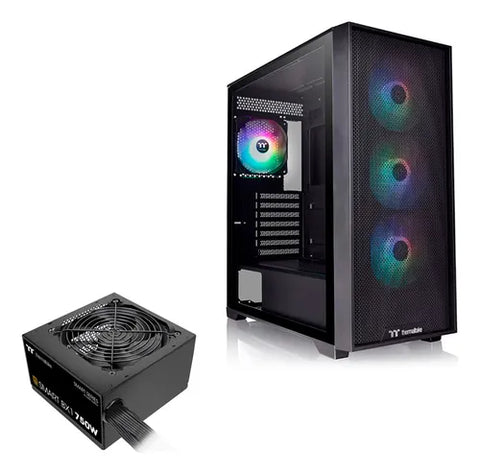 CHASIS THERMALTAKE H390 TG NEGRA 4.FAN ARGB FUENTE 750W 80+ BRONZE
