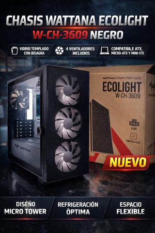 Chasis Wattana Ecolight Mesh 4.fan 120mm W-ch-3609 Negra