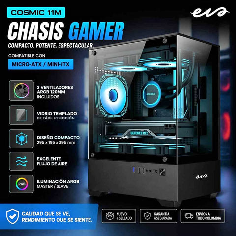 CHASIS EVA COSMIC 11M Mini-ITX 3.VENTILADOR 120MM RGB