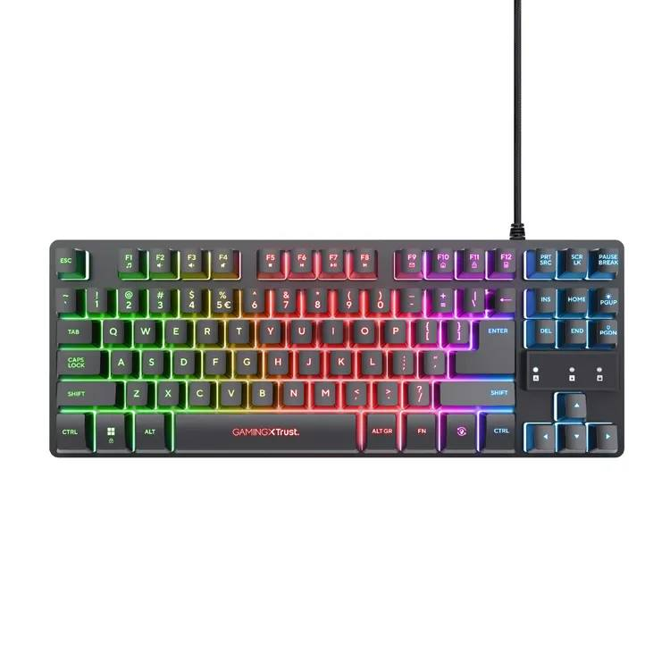 COMBO GAMING 3 EN 1 TRUST TECLADO ALÁMBRICO + MOUSE INALÁMBRICO + PAD MOUSE GXT 794 NEGRO