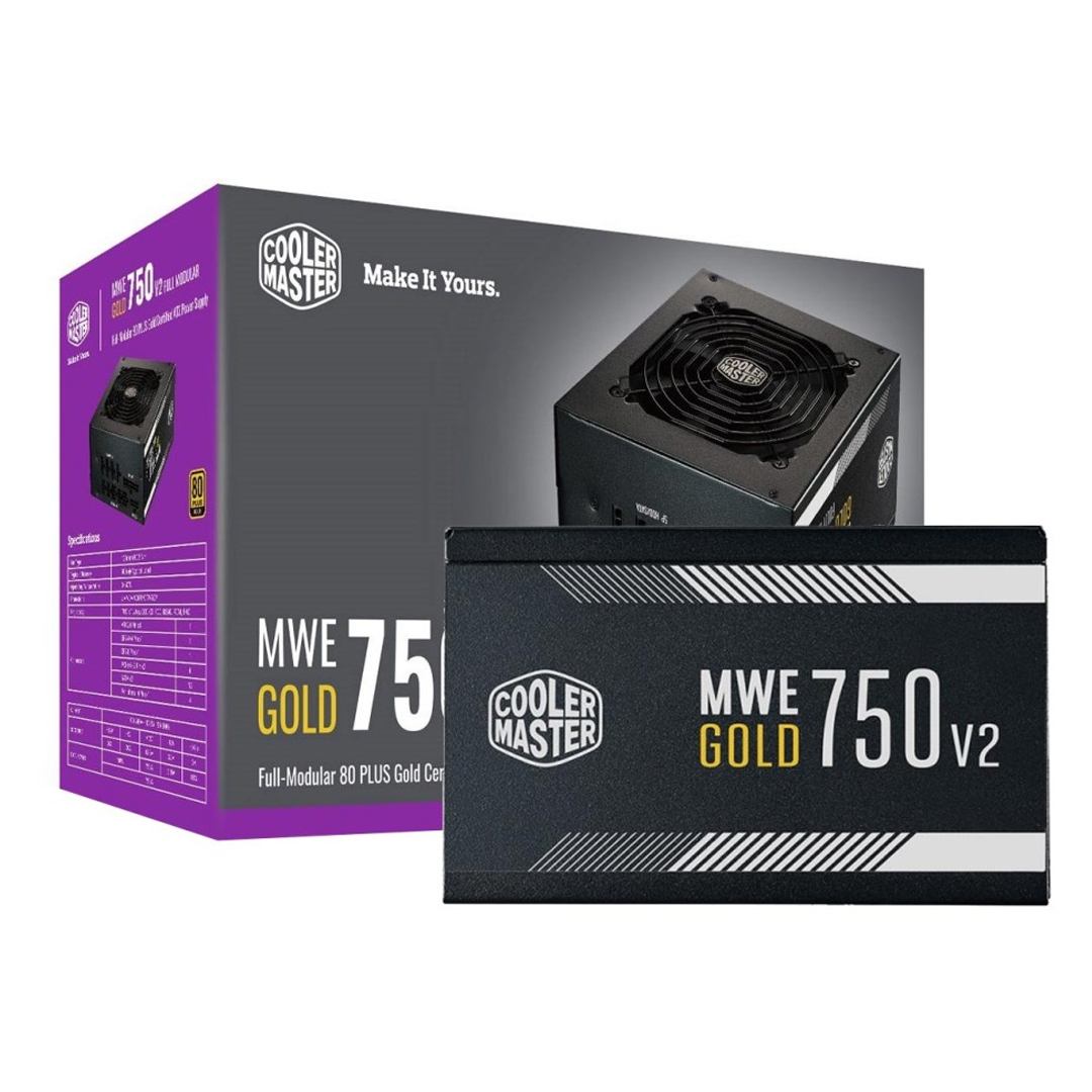FUENTE PODER COOLER MASTER MWE 750W (MPE-7501-AFAAG-U2) V2 / FULL MODULAR / 80 PLUS / GOLD
