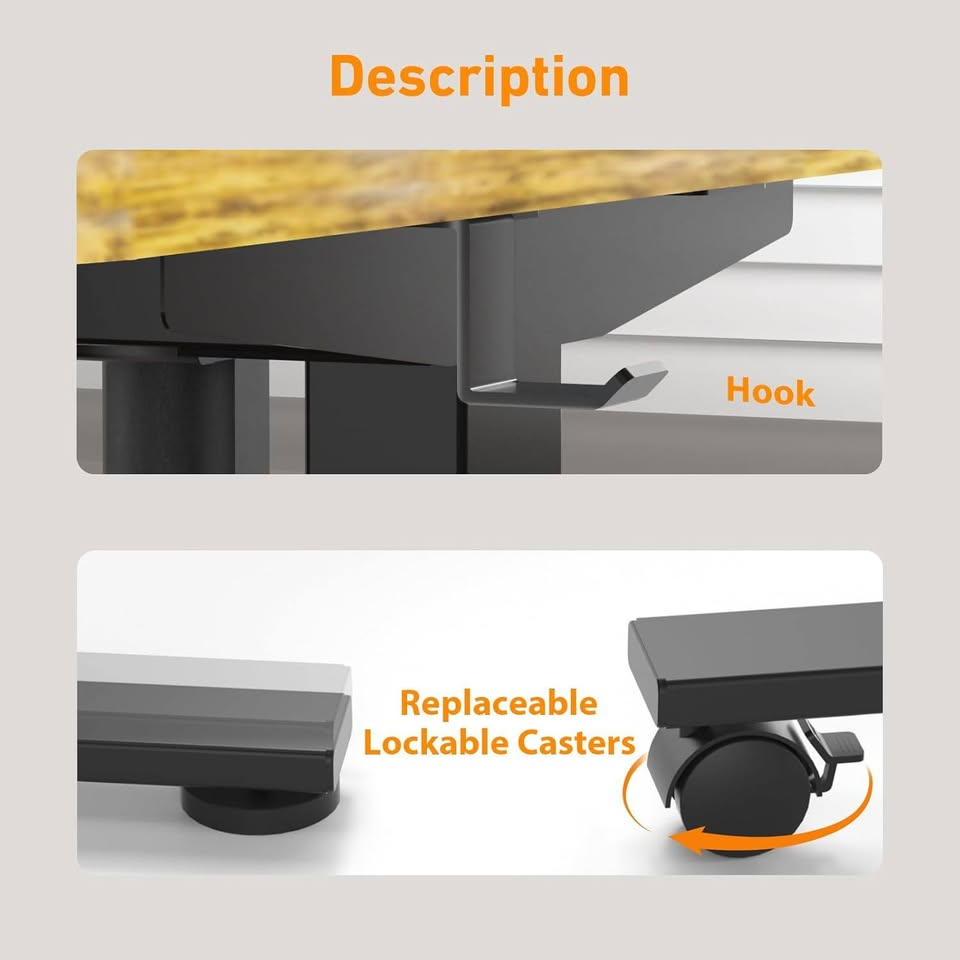 ESCRITORIO ELECTRICO ALTURA AJUSTABLE  / RUEDAS / 121cm