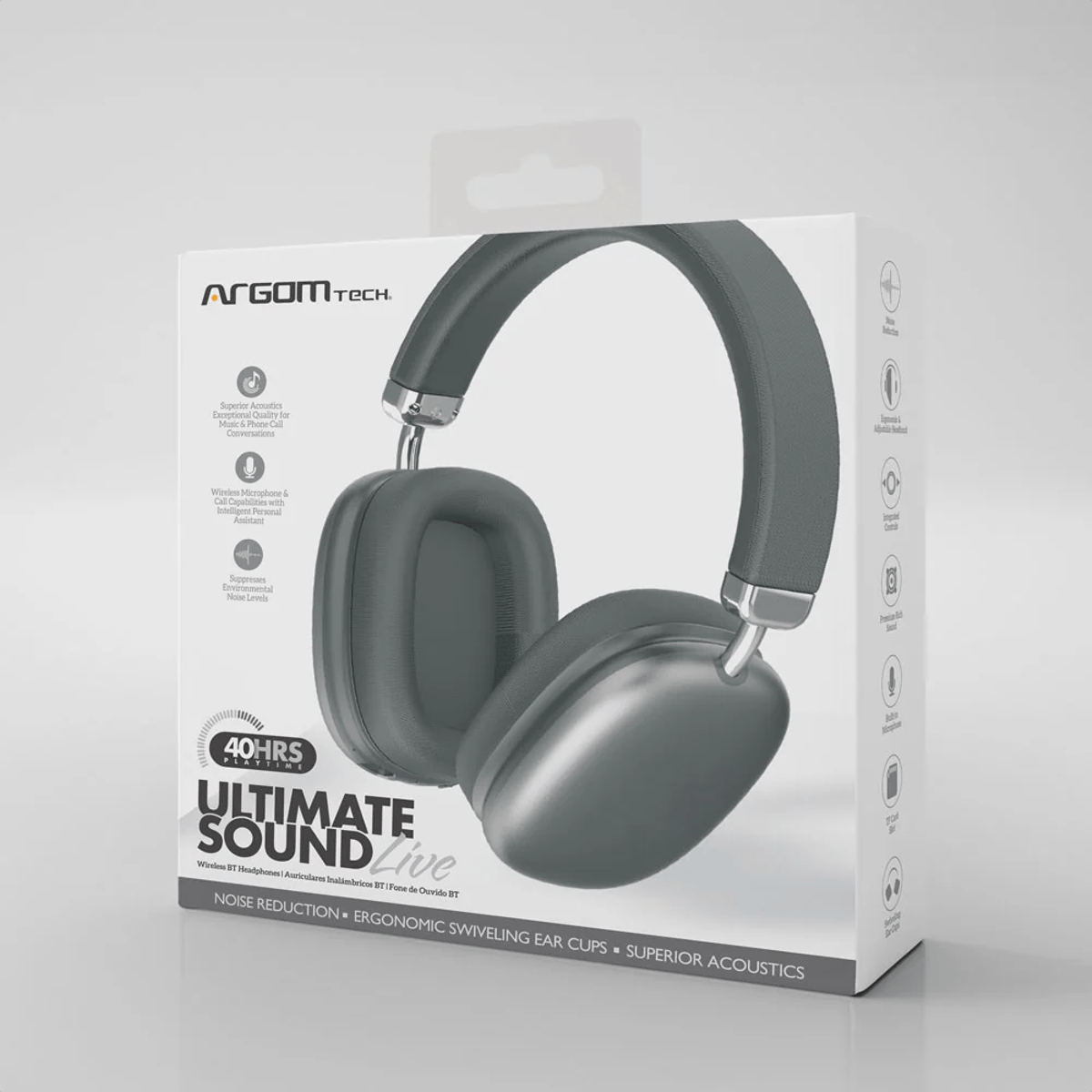 Diadema Bluetooth 5.3 Argom Tech Utimate Sound Live 40 Horas