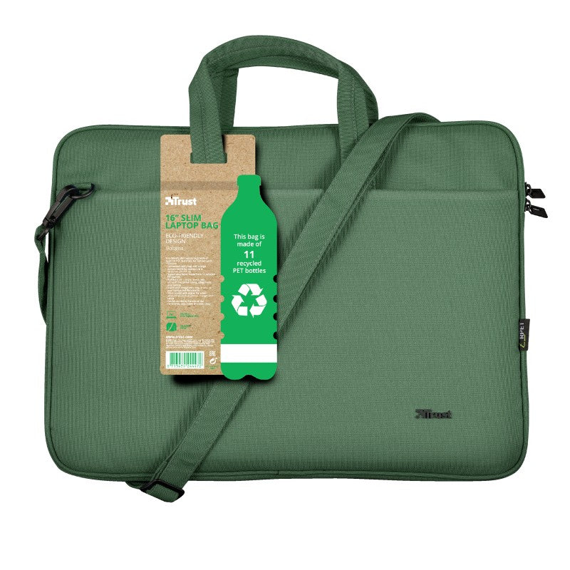 Maletín Bologna fino y ecológico para portátiles de 16 pulgadas - Verde