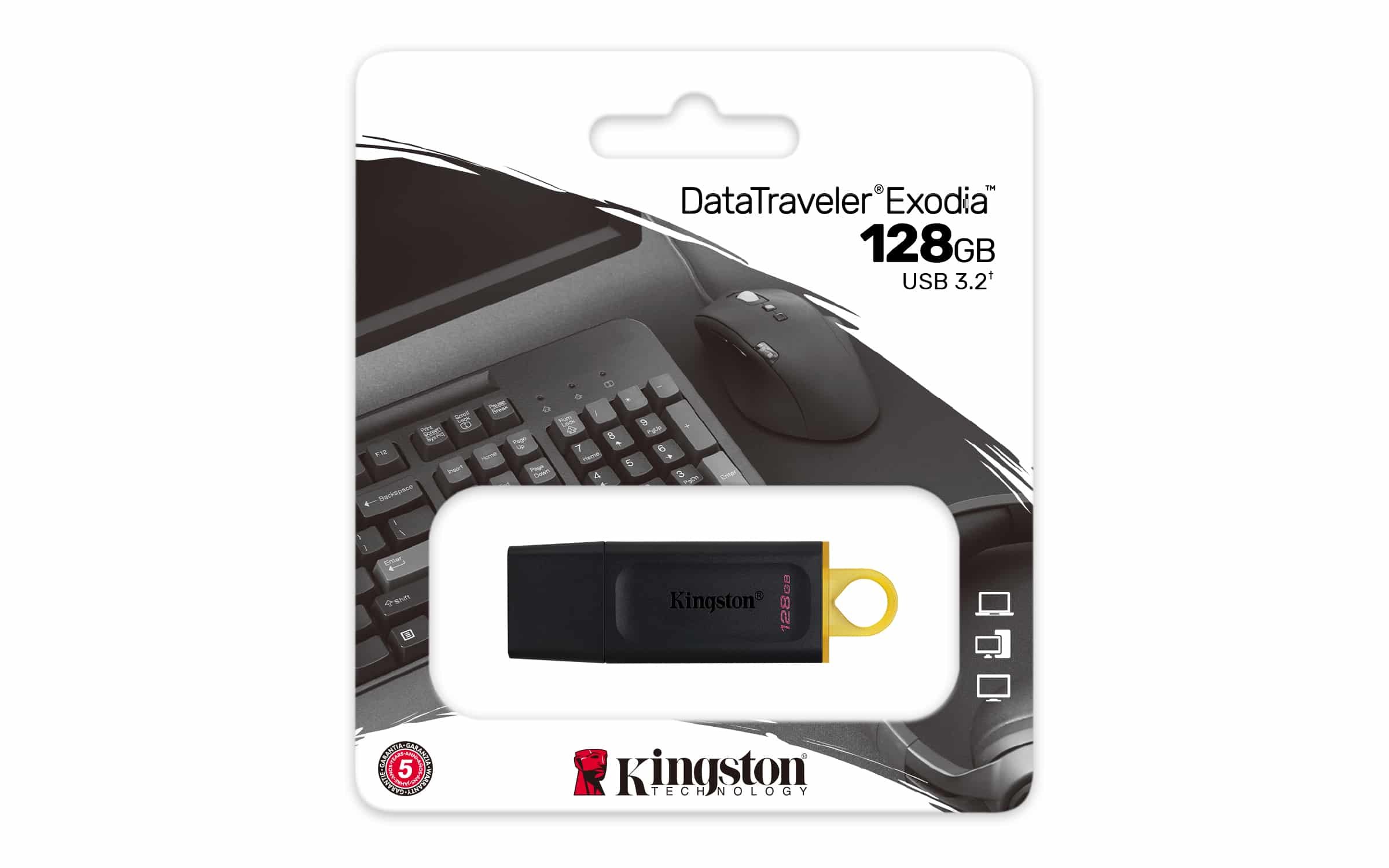 MEMORIA USB KINGSTON 128GB DATATRAVELER 3.2 EXODIA NEGRA