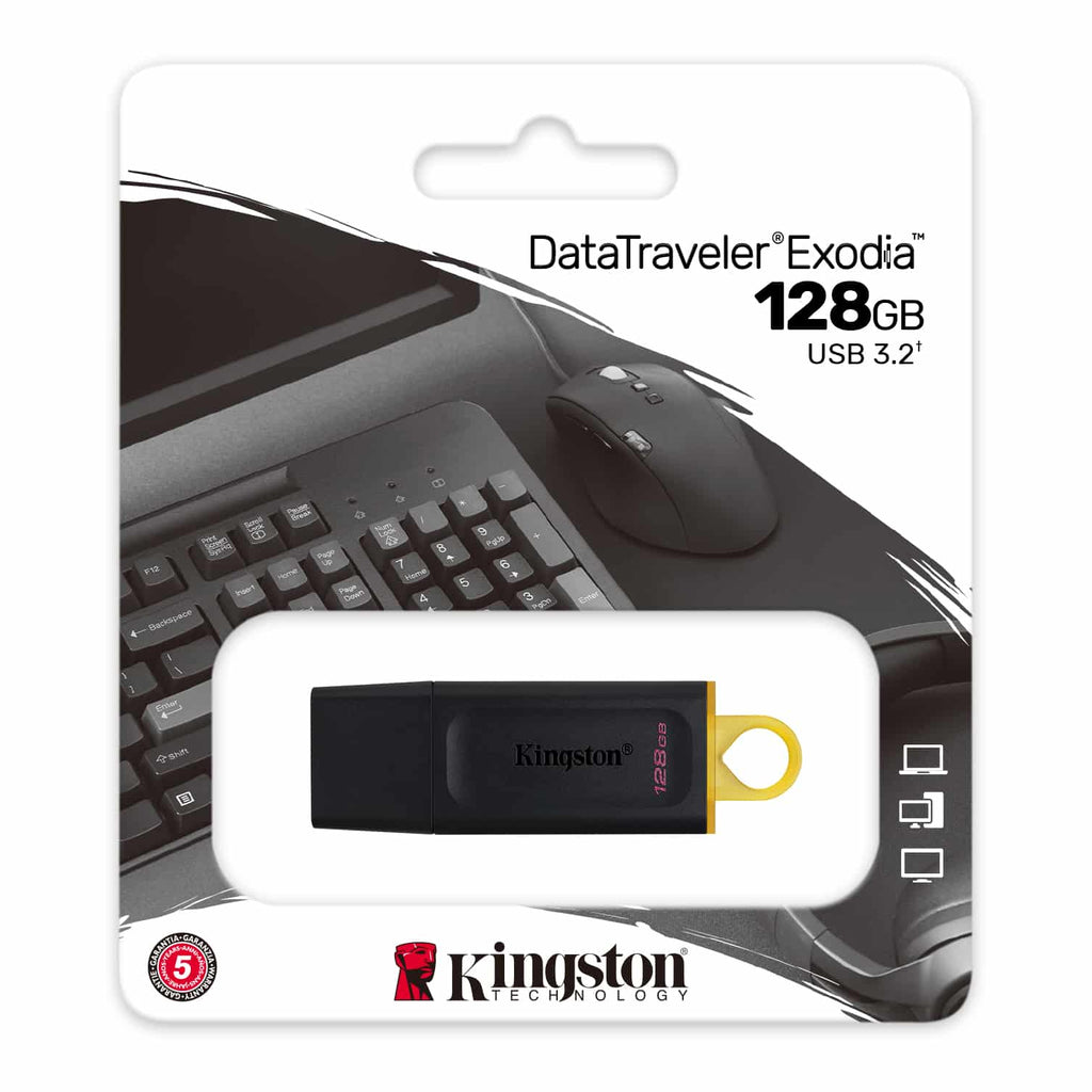 MEMORIA USB KINGSTON 128GB DATATRAVELER 3.2 EXODIA NEGRA