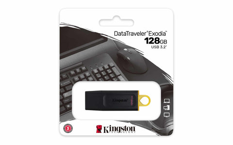 MEMORIA USB KINGSTON 128GB DATATRAVELER 3.2 EXODIA NEGRA