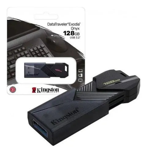 MEMORIA USB KINGSTON 128GB DATATRAVELER 3.2 EXODIA NEGRA